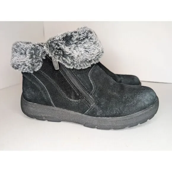 Khombu Jessica Women's Faux Fur Lined Suede Ankle Boots in Black Size 98 - Picture 1 of 8